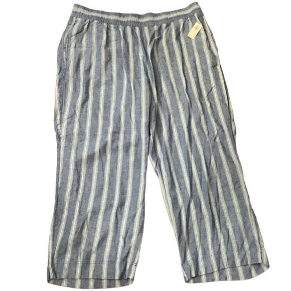 NWT Old Navy High-Waisted Linen-Blend Wide-Leg Pants XXL Striped - Picture 5 of 10